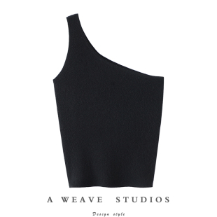 气质爆棚 不规则斜肩女纯毛衣内搭