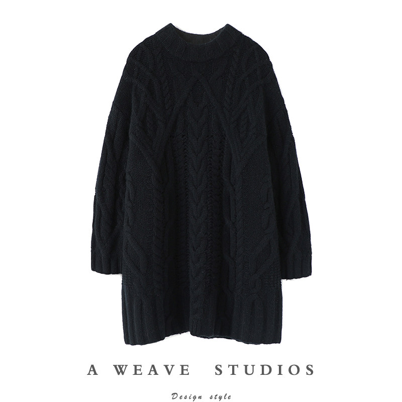 重磅收官 大美大气场！厚粗棒针纯山衫女圆领中长款毛衣宽松,女装/女士精品,羊绒衫,淘宝优惠券,粉丝福利购,淘宝优惠卷