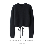 女100纯羊绒毛衣圆领针织衫 清雅又绚丽 露背设计加厚羊绒衫 秋冬