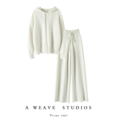 女外穿羊绒套装 意大利 连帽羊绒衫 女卫衣羊绒裤 奢 重磅1000克