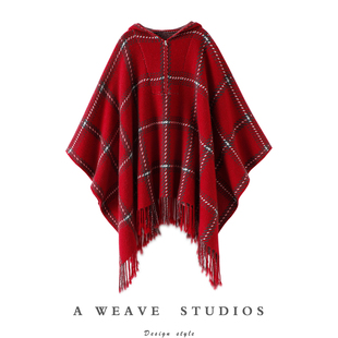 女连帽羊绒毛衣披风披肩 加厚100%纯山羊绒衫 实至名归 重磅900克