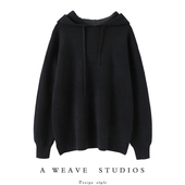 精致好感 加厚四平针连帽羊绒衫 100纯羊绒女卫衣毛衣慵懒风秋冬