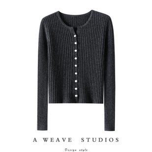 女毛衣针织打底衫 圆领100%纯羊绒开衫 秋冬 太能搭了 官方正品