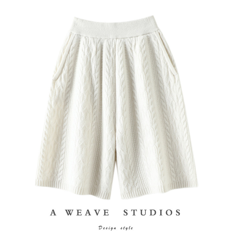 太爱了吧！羊绒短裤女五分裤纯羊绒针织休闲短裤子女外穿秋冬加厚