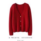 女纯羊绒毛衣针织开衫 忍不住想夸她 大V领100羊绒开衫 外套秋冬