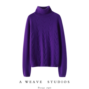 空灵时髦感~重磅双股加厚高领羊绒衫女100%纯山羊绒针织打底毛衣