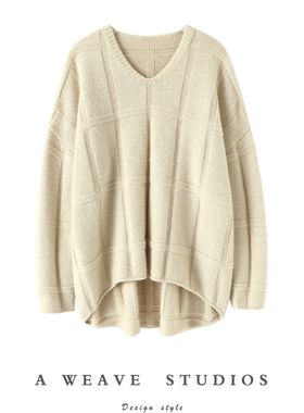 直达心底！高端加厚山羊绒衫100纯羊绒女V领毛衣宽松慵懒风秋冬季