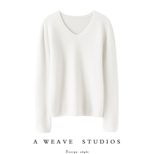 秋冬内搭 100%纯羊绒女毛衣套头针织打底衫 气质开挂 V领山羊绒衫