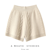 我 子女外穿秋冬季 心头爱 休闲直筒针织裤 加厚山羊绒短裤 哇