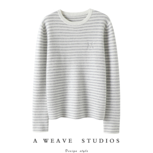 条纹羊绒毛衣打底衫 狂喜 加厚圆领100%纯山羊绒衫 闭眼入 配色