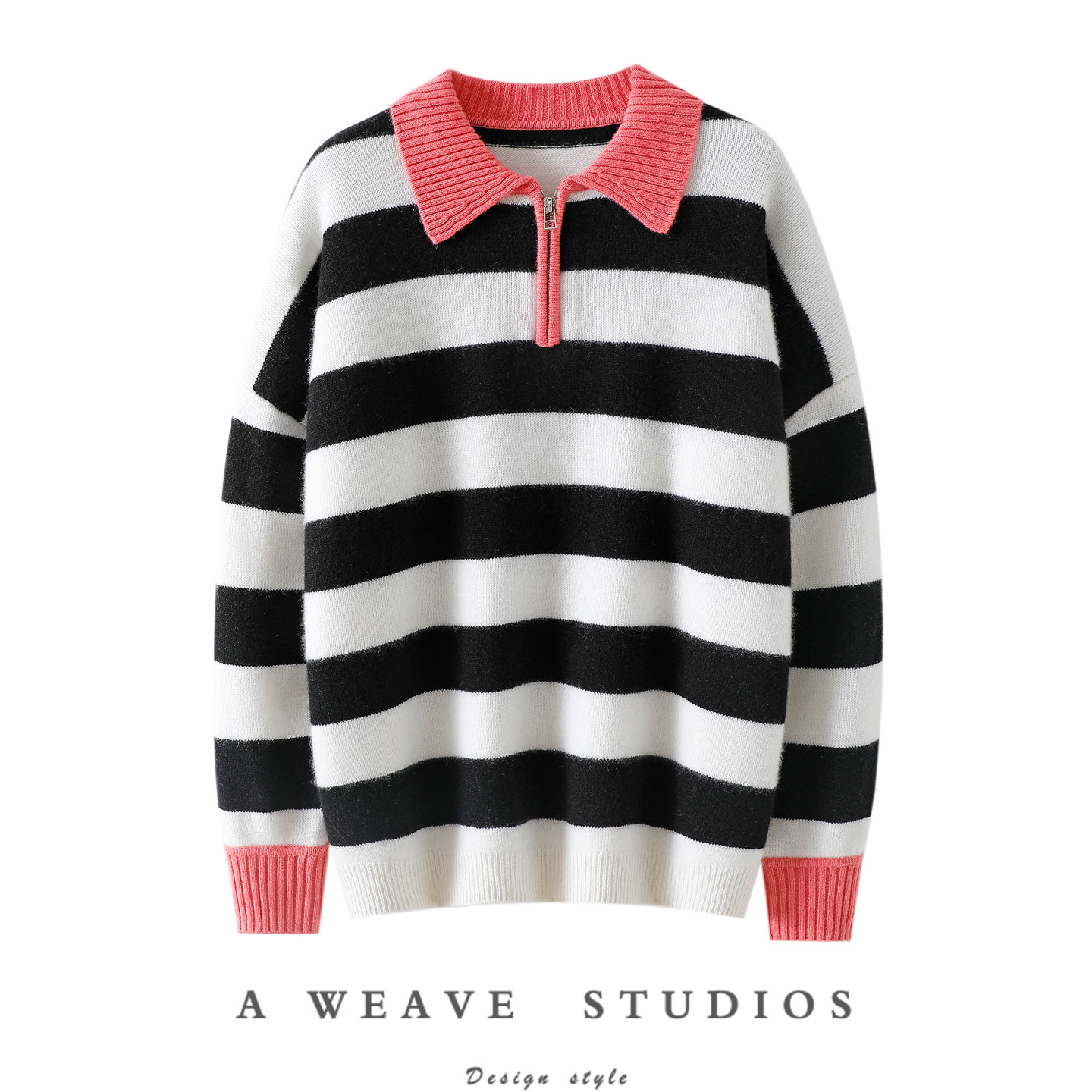 别致漂亮！2025新款加厚100%纯山羊绒衫女POLO领纯羊绒毛衣宽松,女装/女士精品,羊绒衫,淘宝优惠券,粉丝福利购,淘宝优惠卷