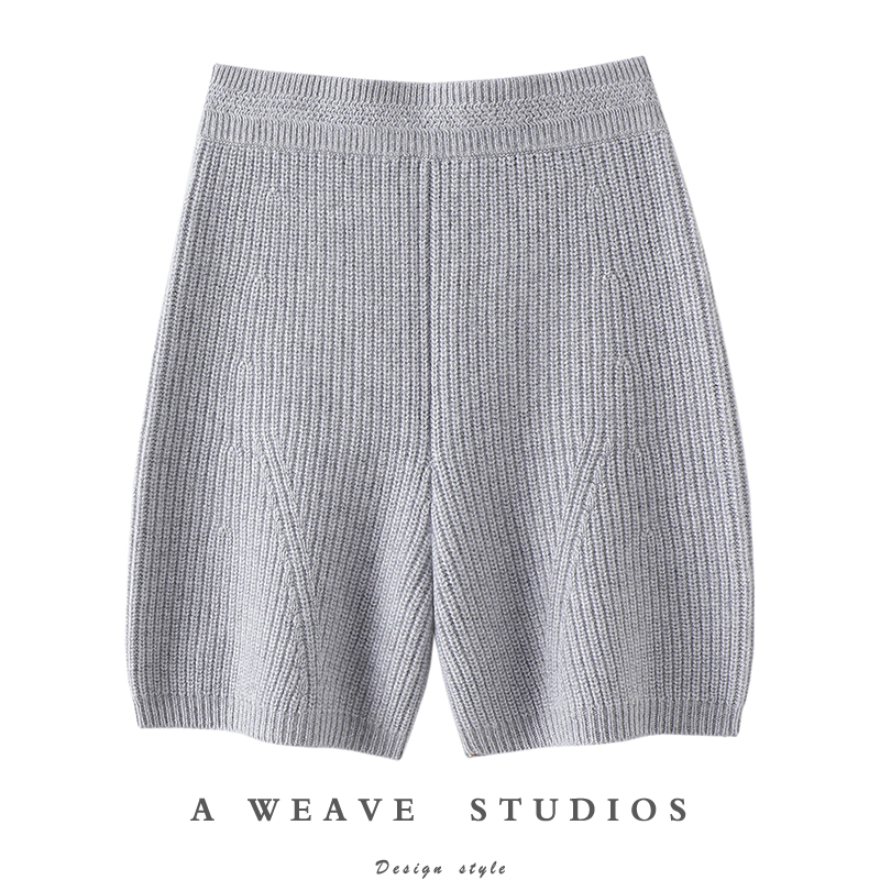 高智感和独立感！加厚100%纯羊绒短裤女针织休闲短裤子外穿秋冬季