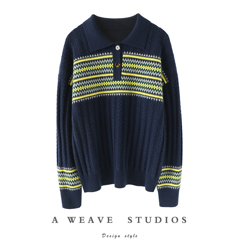 时髦拿捏住！加厚拼色绞花翻领羊绒衫女纯羊绒毛衣针织衫宽松冬,女装/女士精品,羊绒衫,淘宝优惠券,粉丝福利购,淘宝优惠卷
