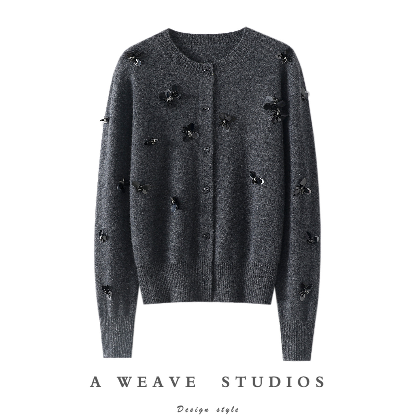 启超官方正品！手工亮片100%纯山羊绒开衫女圆领纯羊绒毛衣外套,女装/女士精品,羊绒衫,淘宝优惠券,粉丝福利购,淘宝优惠卷