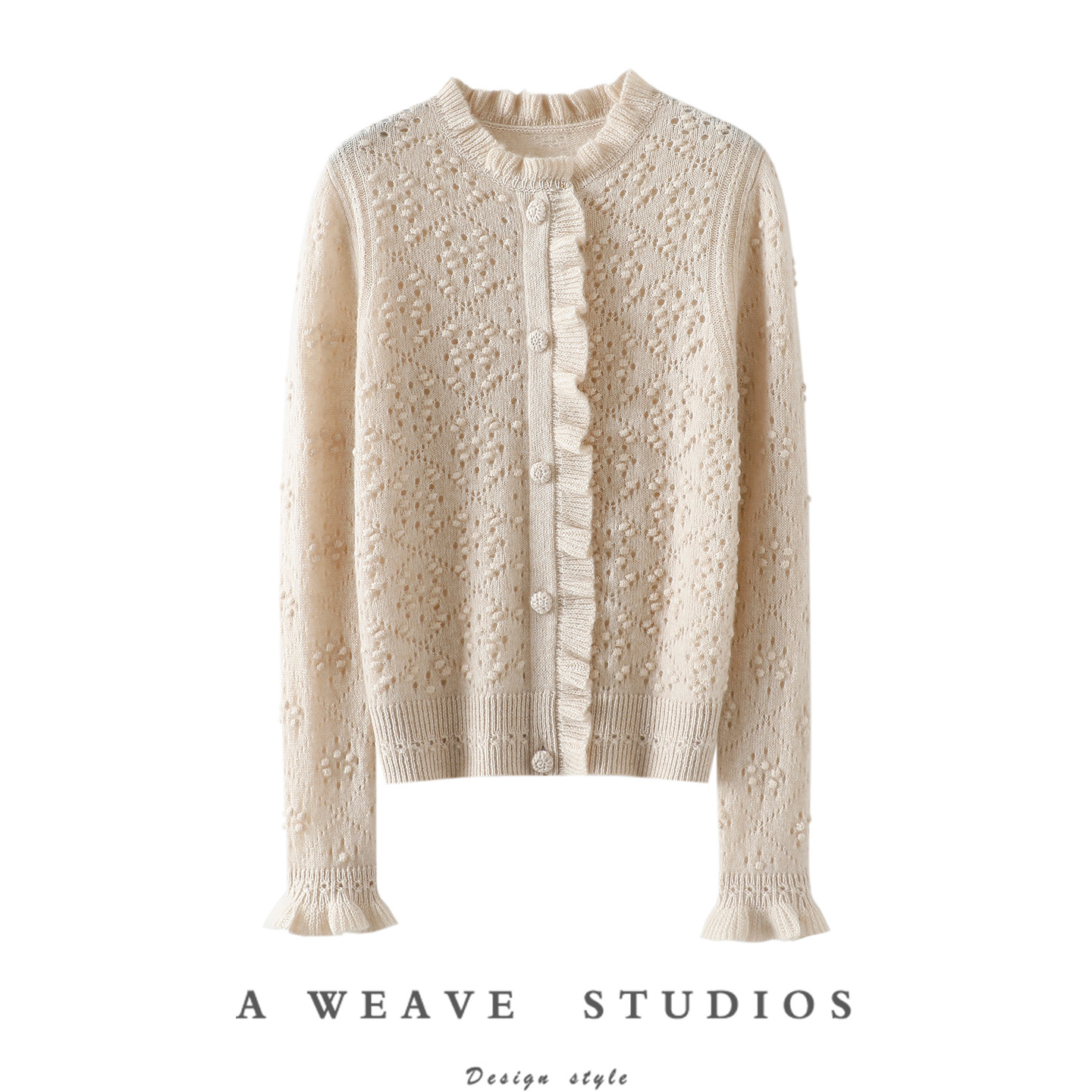 气质高货~重工挑花镂空100%纯山羊绒开衫女圆领羊绒毛衣针织外套,女装/女士精品,羊绒衫,淘宝优惠券,粉丝福利购,淘宝优惠卷