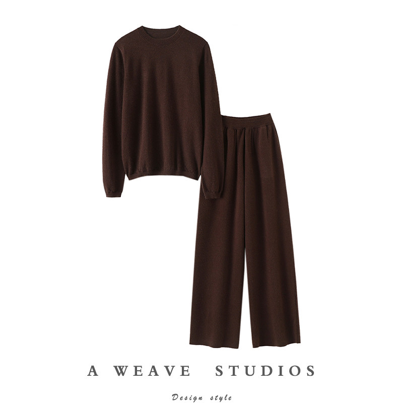 深爱这一套！质感棒~加厚精纺100%纯山羊绒衫女直筒阔腿裤子套装,女装/女士精品,羊绒衫,淘宝优惠券,粉丝福利购,淘宝优惠卷