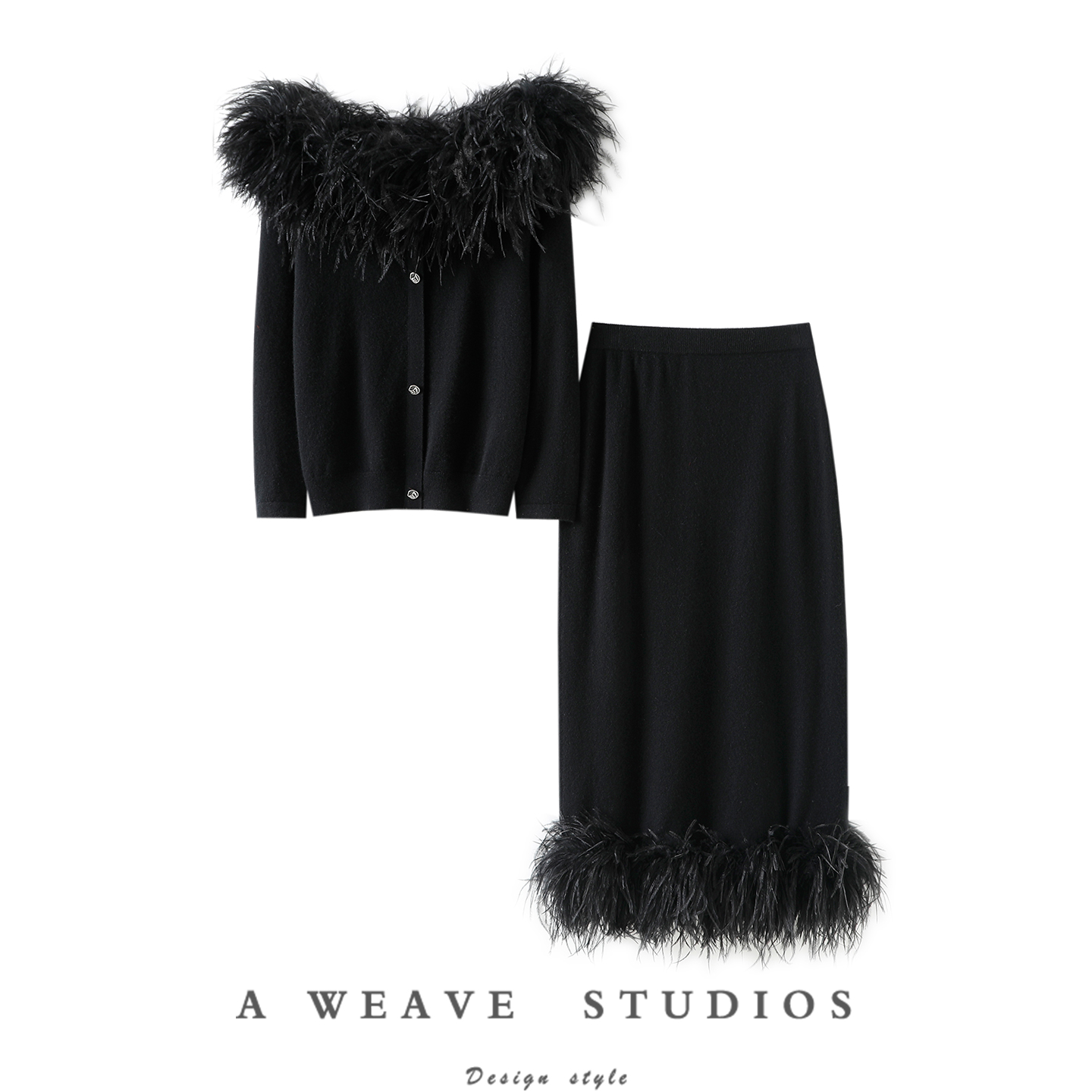 启超官方高端100%纯山羊绒衫套装