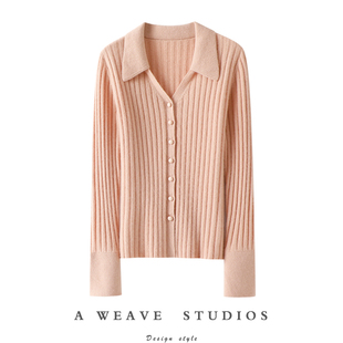 启超不期而遇~2024秋冬新款修身翻领纯山羊绒衫针织打底衫女时尚