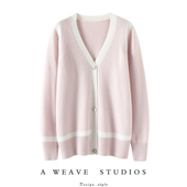 女V领针织开衫 贵气不凡 秋冬加厚100%纯山羊绒开衫 外套毛衣女