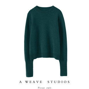 新款 100纯羊绒女圆领套头毛衣秋冬季 加厚山羊绒衫 美醉了岁月