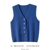 偏爱气质腔调 加厚V领纯山坎肩女纯马甲开衫 小