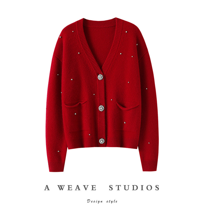 启超官方正品~加厚钉钻100%纯山羊绒开衫女纯羊绒毛衣针织外套,女装/女士精品,羊绒衫,淘宝优惠券,粉丝福利购,淘宝优惠卷