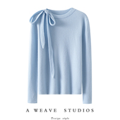 气质飘带领100%纯山羊绒衫 对这件 喜爱 女圆领纯羊绒毛衣秋冬