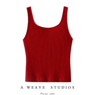 神版！被偏爱感~方领100%纯山羊绒衫女吊带背心女毛衣针织打底衫