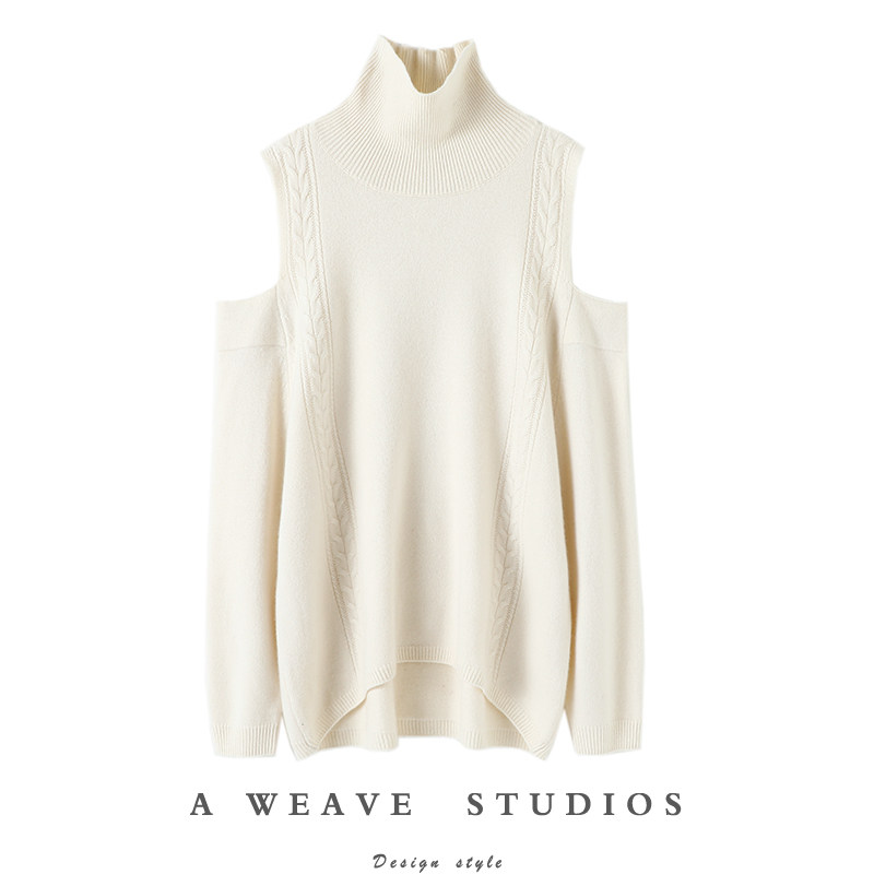 潮流老客入！新款露肩高领羊绒衫女纯羊绒毛衣套头宽松慵懒风加厚,女装/女士精品,羊绒衫,淘宝优惠券,粉丝福利购,淘宝优惠卷