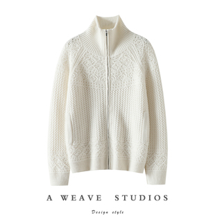 审美与品位的提升!加厚高领100%纯山羊绒开衫女毛衣拉链开衫外套