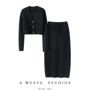 重工针法加厚羊绒开衫 太赞了 女纯羊绒半身包臀裙子 要命 美