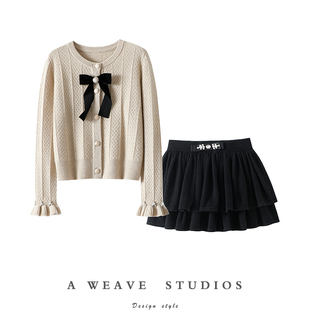 女纯羊绒毛衣短裙套装 圆领100%纯山羊绒开衫 太爱了 少女感氛围