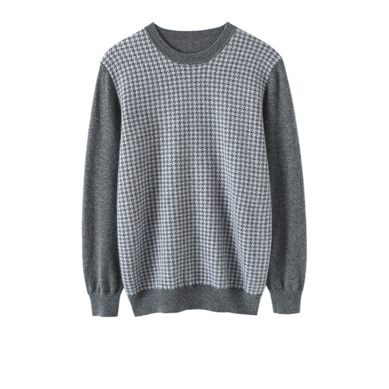 보자마자 직접 받아보세요 나만의 패턴으로 오세요  남성 크루넥 캐시미어 스웨터 물떼새 격자 캐시미어 스웨터 캐주얼 니트웨어