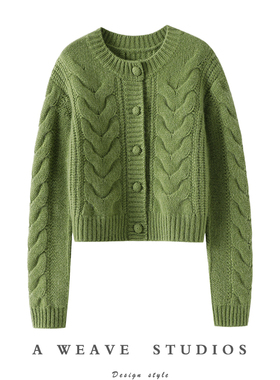 谁看了不迷糊~重磅加厚100%纯山羊绒开衫女圆领羊绒毛衣宽松短款