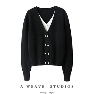 喜欢的直跺脚！双V领纯山开衫女纯毛衣开衫秋冬