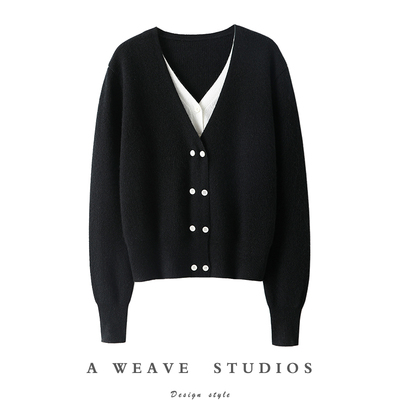 喜欢的直跺脚！双V领纯山开衫女纯毛衣开衫秋冬