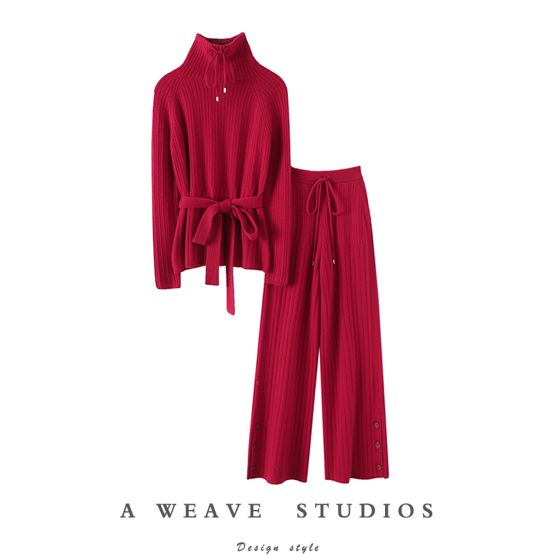 启超高端100%纯山羊绒套装