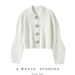 这才叫时尚~波浪袖加厚四平针100%纯山羊绒开衫女纯羊绒针织外套