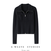 女纯羊绒毛衣针织拉链开衫 米兰秀场款 高领100%纯山羊绒开衫 秋冬