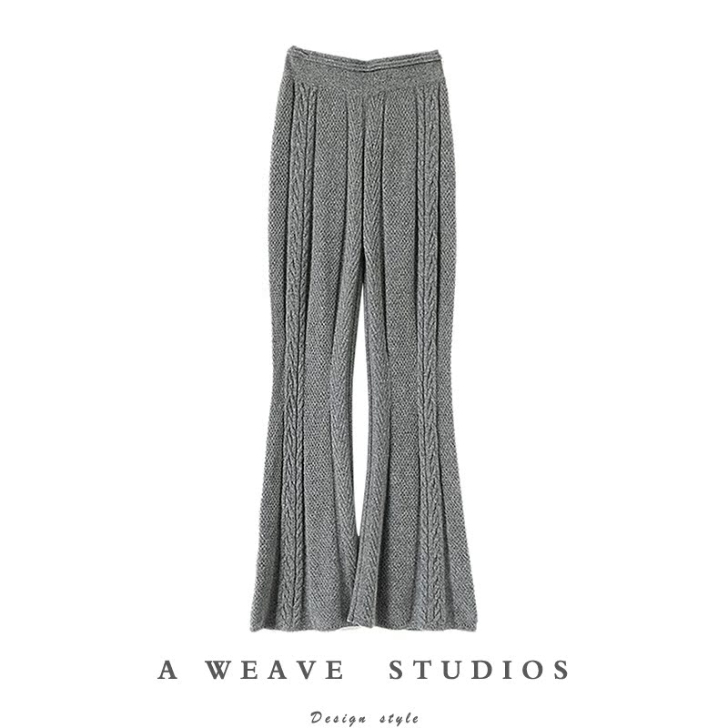 爱不释手啊！加厚100%羊绒裤子女外穿纯羊绒微喇裤子针织休闲长裤