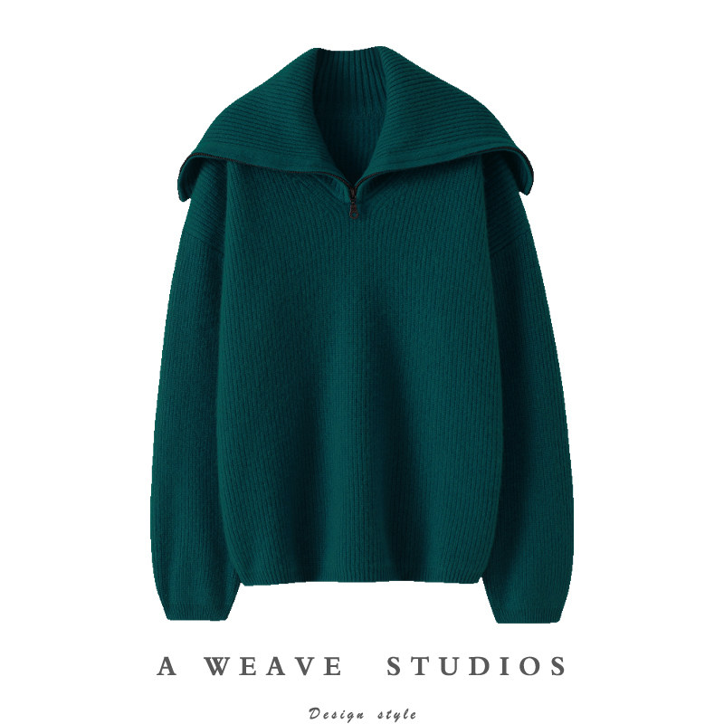 启超版型好牛！〓绒+〓拉链大翻领粗针羊绒衫女纯羊绒毛衣2024冬,女装/女士精品,毛针织衫,淘宝优惠券,粉丝福利购,淘宝优惠卷