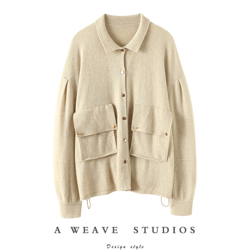 爱到灵魂深处！金扣大口袋翻领羊绒开衫女纯羊绒毛衣慵懒风外套,女装/女士精品,羊绒衫,淘宝优惠券,粉丝福利购,淘宝优惠卷