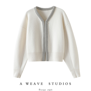 外套 女V领纯羊绒毛衣秋冬季 明星私服系列 高定100%纯山羊绒开衫