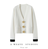 女纯羊绒毛衣针织开衫 四平针加厚羊绒开衫 外套 时髦气质 骨子里