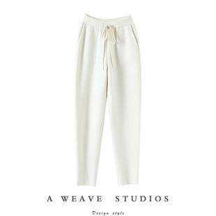 子女外穿针织休闲哈伦裤 大克重加厚纯山羊绒裤 有型 子形象版 裤