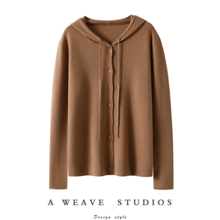 连帽纯羊绒毛衣针织外套 高定加厚精纺100%纯山羊绒开衫 我 天呐