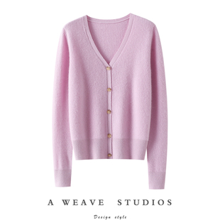 外套 女纯羊绒毛衣针织开衫 上身自信到爆 V领100%纯山羊绒开衫