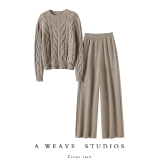 子 女纯羊绒毛衣针织休闲直筒裤 穿搭是种态度 加厚100%纯山羊绒衫