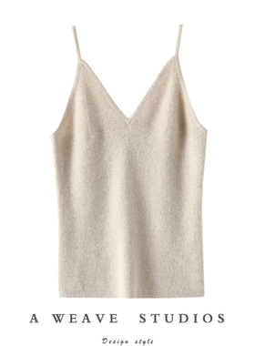 上身太优秀~V领羊绒吊带背心女纯羊绒毛衣针织打底衫秋冬【启超】