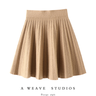 太爱了吧~百褶羊绒半身裙显瘦A字小个子短裙女针织半裙子2023新款
